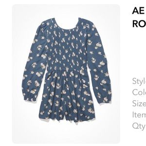NWT American Eagle Long-sleeve Romper with Flowers